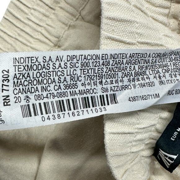 Zara Linen Blend Cropped Pants Womens Sz Medium Drawstring Pockets Slouchy - Picture 8 of 12